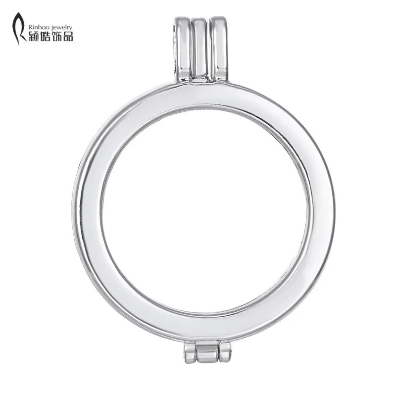 

No Glass My coin necklace 33mm open fashion women 35mm coin holder coins DIY pendant Necklace smooth frame Lockets 3 Colors