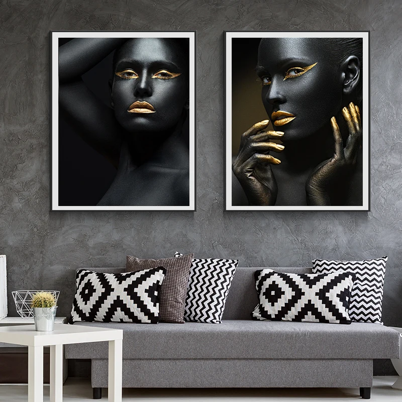 Picture Prints Artist Sexy Black woman Model Posters and Prints Cuadros Decoracion Wall Art picture Wall poster for living room