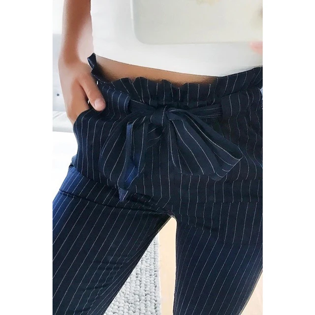 2018 nowe paski OL szyfon wysokiej talii harem Spodnie damskie stringyselvedge styl casual Spodnie damskie spodnie -
