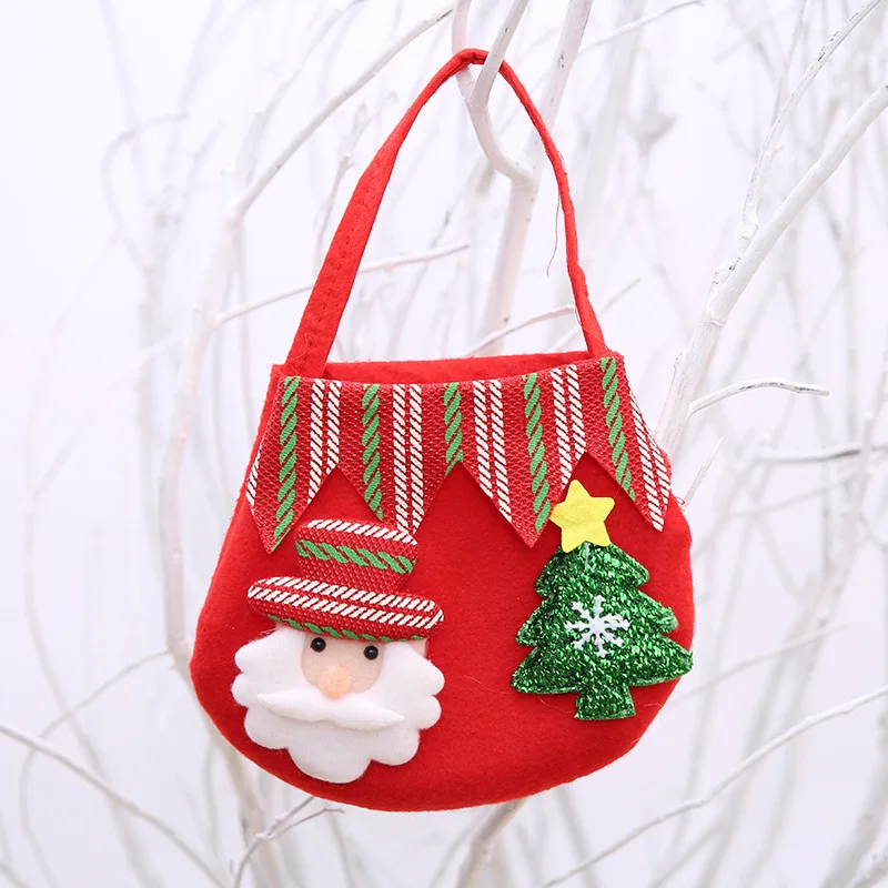 Красная цветная Рождественская елка Санта Клаус Снеговик узор Конфета сумка сумки для дома вечерние украшения Подарочная сумка Рождественские принадлежности - Цвет: santa claus and tree