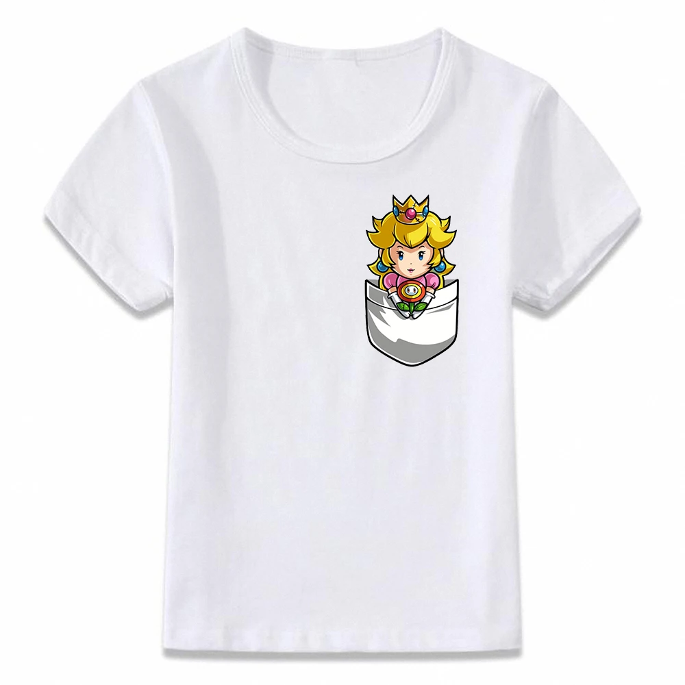 

Kids Clothes T Shirt Pocket Princess Peach Strong Girl T-shirt for Boys and Girls Toddler Shirts Tee