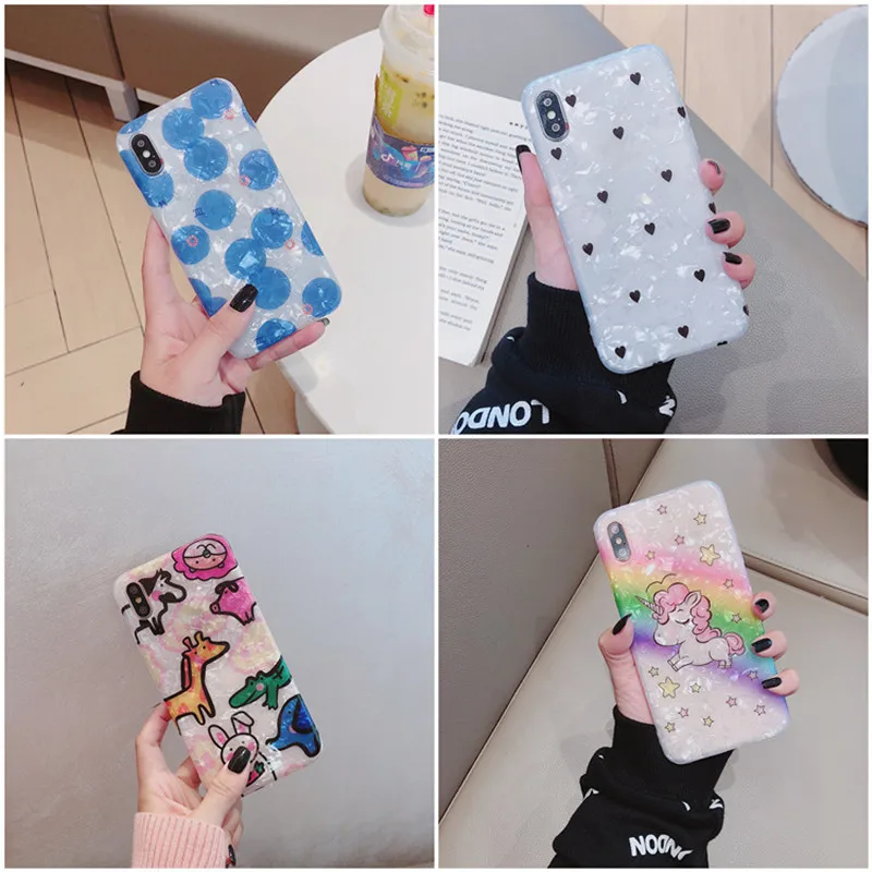 

Simple Fashion Cartoon shell unicorn phone case For coque iphone 8 plus 7 7 plus 6 Kawaii silicone case for iphone cover X XR XS