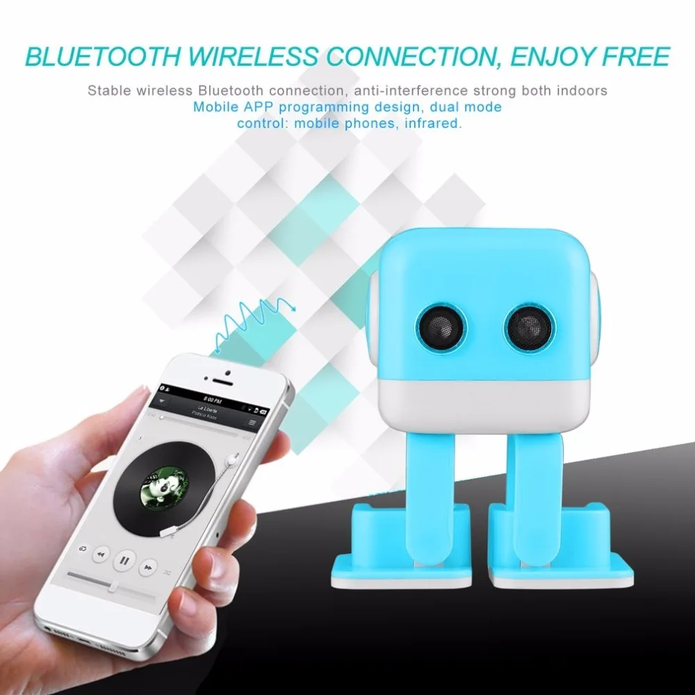 

Onleny Mini Portable Wireless Smart Robot Stereo Speaker Handsfree Music LED Matrix Display for Children Kids Education