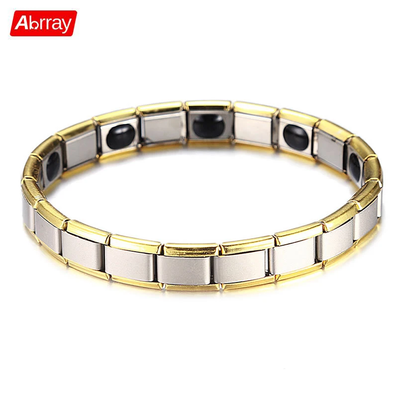 

Abrray Men Bracelet Tourmaline Stone Therapy Titanium Steel Bracelet New Fashion Magnetic Bracelets Jewelry Gift for Man