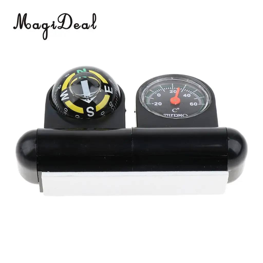MagiDeal 2 In 1 Removable Car Compass and thermometer Adhesive Van Truck Vehicle Boat for Camping Hiking Dinghy Yacht Caravan