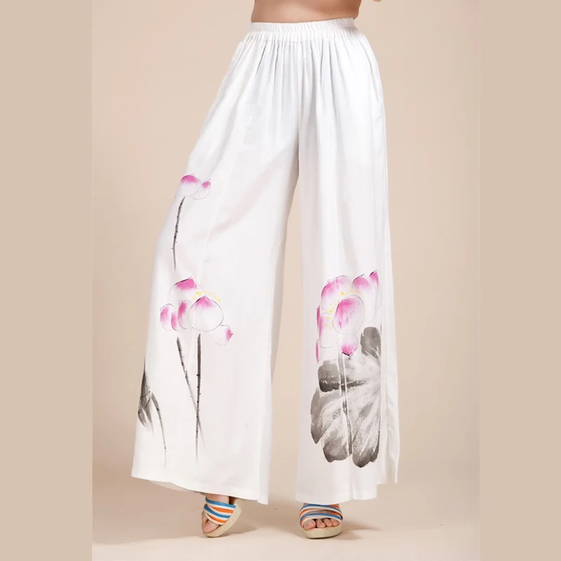 Wide Leg Pants Women White Cotton Linen pants Plus Size Long Casual Drawstring harem Trousers Loose summer pantalon femme