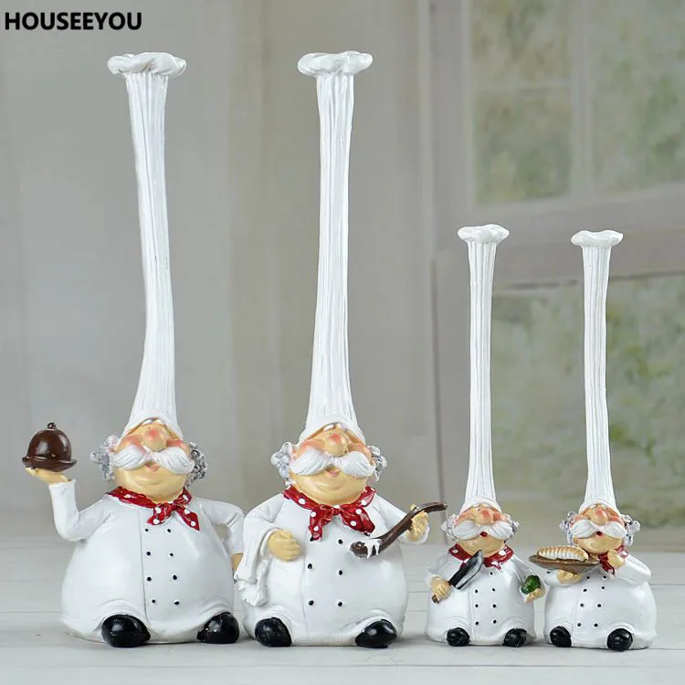 Chef Home Decor Figurine Miniatures Accessories Kitchen Resin Decoration Crafts Cake Bakery Chef Cute Christmas Gifts 