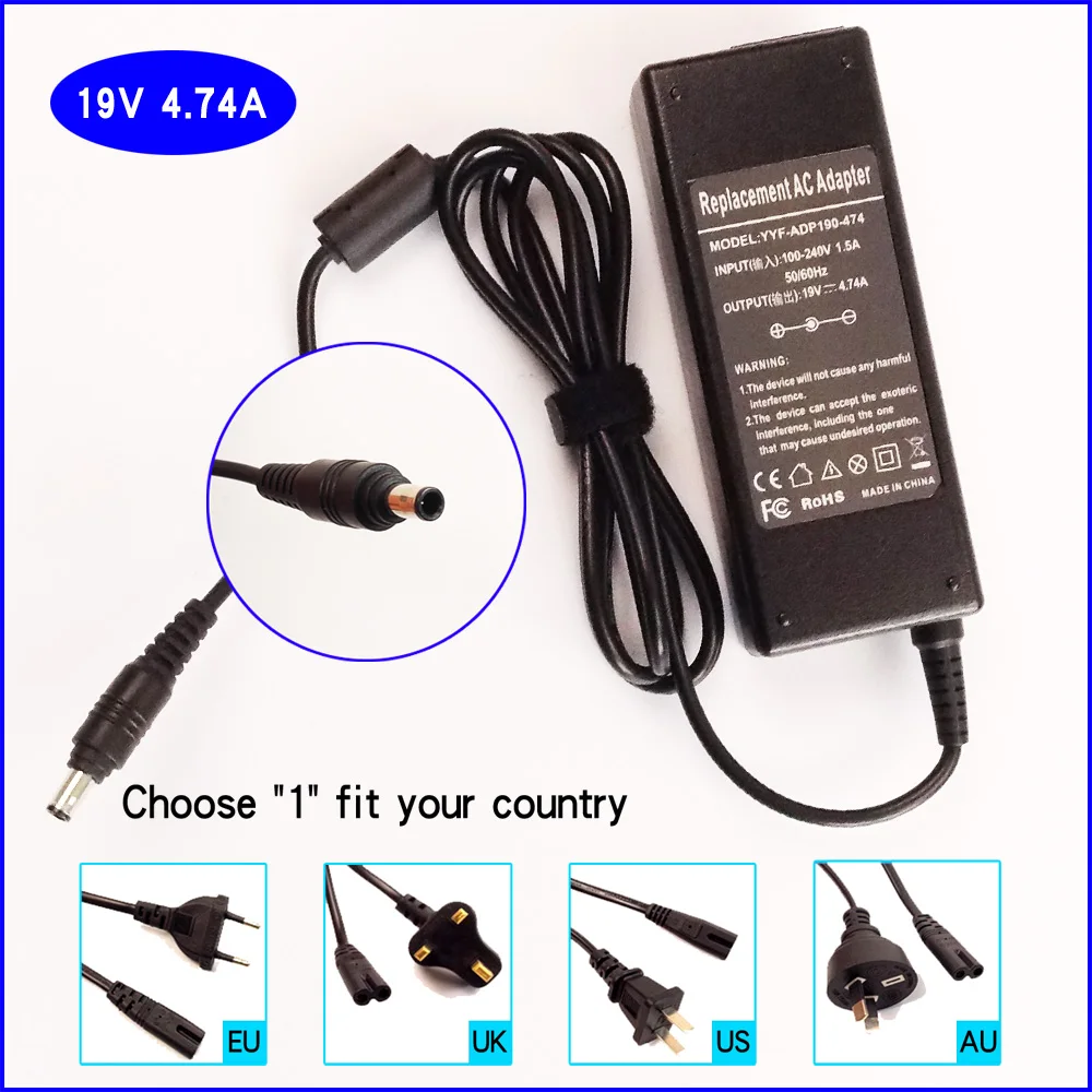 

19V 4.74A Laptop Ac Adapter Battery Charger for Samsung NP-R580 NP-R700 Np-R620E NP-R519 NP-R520 NP-R522 NP-R560 NT-P230