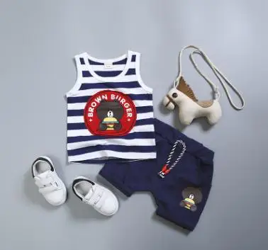 

2019 Summer Children Clothing Cartoon Sleeveless Vest Suits for Kids Baby Boys Girls 1-4 Year Boy Shorts Clothes Set SY-F172236