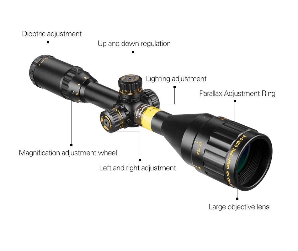 NSIRIUS 3-9X50 AOE Золотой тактический прицел оптический прицел красный зеленый Crosshair llluminate охотничий прицел