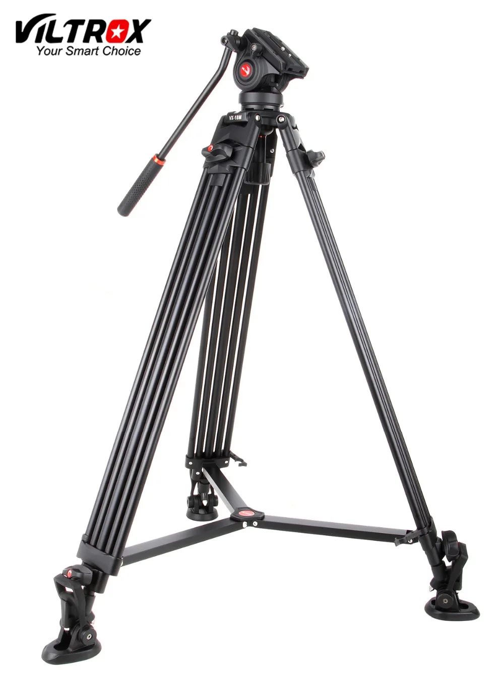  1.8M Viltrox VX-18M Pro Heay Duty Aluminum Video Tripod + Fluid Pan Head + Carry Bag for Camera DV 