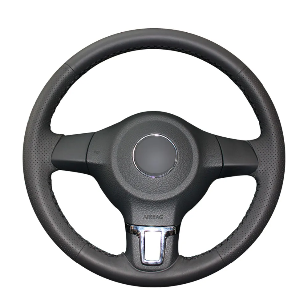 

Handsewing Black PU Artificial Leather Car Steering Wheel Covers Wrap for Volkswagen Golf 6 Mk6 VW Polo MK5 2010 2011 2012 2013
