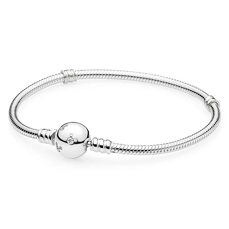 

New 925 Sterling Silver Bracelet Cartoon Mouse MOMENTS With Crystal Bracelet Bangle Fit Women Bead Charm DIY Pandora Jewelry