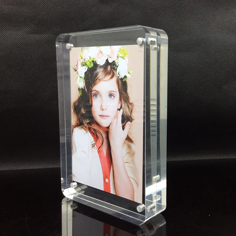 

(10x8 inch)Quality thickness desktop stand block plexiglass photo frame magnetic perspex advertisement picture insert