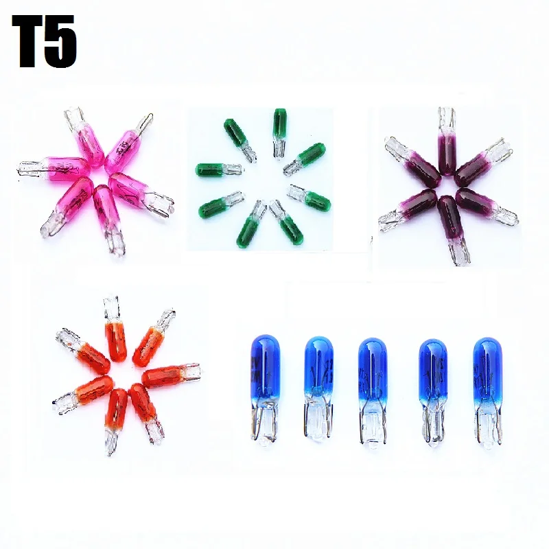 

12V 1.2W 286 T5 Car white green purple amber yellow Bulb Car Wedge Dashboard light dashboard warning lights halogen lamp