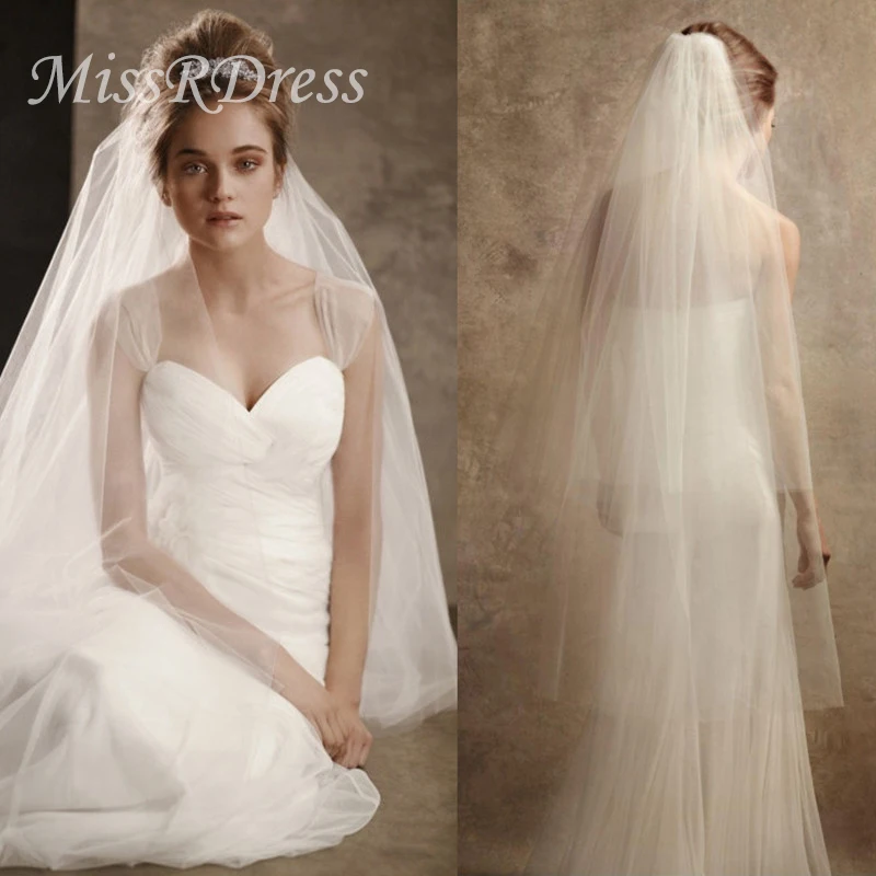 

MissDress Short Wedding Veil With Comb Ivory Bridal Veil Two Layers Cheap Soft Tulle Veils For Wedding Accessories JKm4