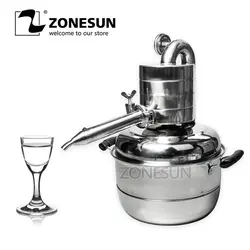 ZONESUN DIY самогон этанол из нержавеющей 10 Litre Духи (алкоголь) дистилляции кипятильный домашнего пивоварения оборудования