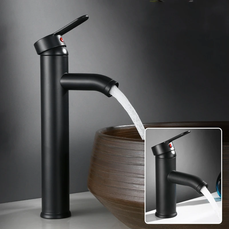 

Basin Faucets Modern Matte Black Basin Mixer Tap Stainless Steel Faucet Single Handle Deck Sink Water Crane for Bathroom