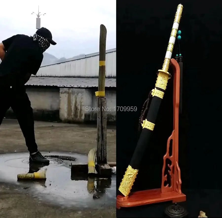 Дамасская стальная глина закаленное лезвие острый Китайский кунг фу Broadsword