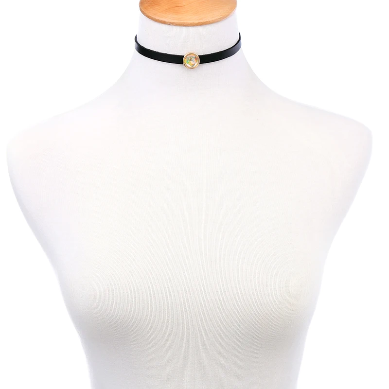 Модное Трендовое черное ожерелье-чокер из искусственной кожи круглое очаровательное женское короткое ожерелье брендовые ювелирные изделия