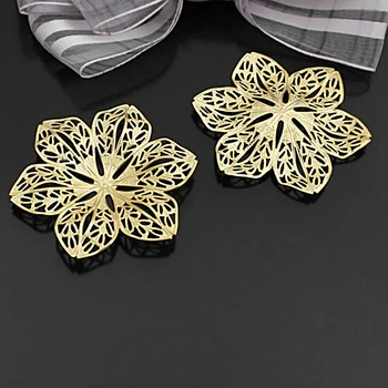 

(27174)10PCS Diameter 37MM Not plated color Brass Big Decorative Flower Spacers Jewelry Findings Accessories