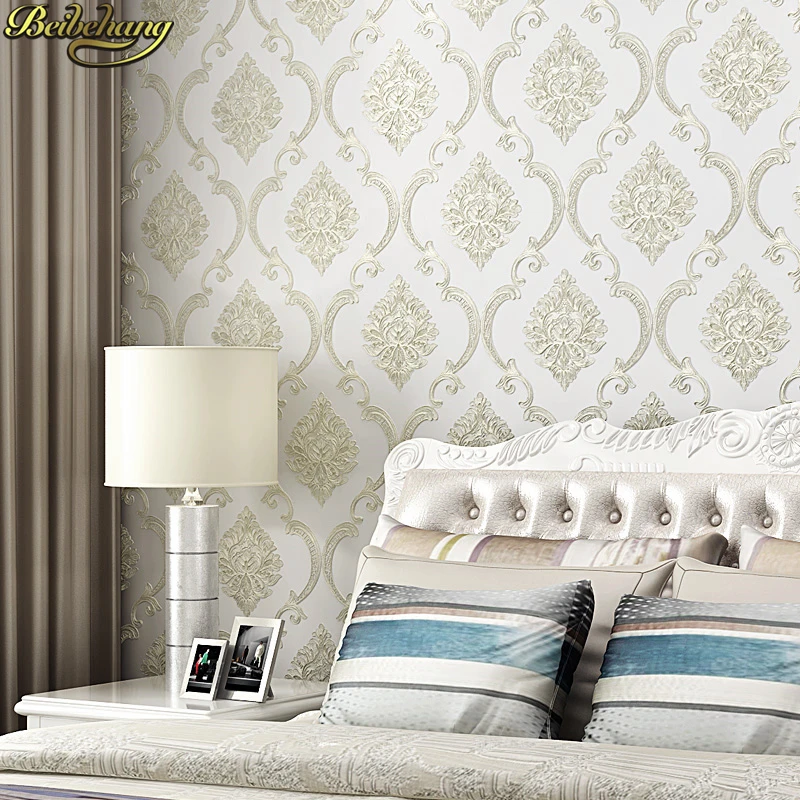 beibehang Self-adhesive non-woven European wallpaper 3D stereo embossed papel de parede warm living room bedroom wall sticker