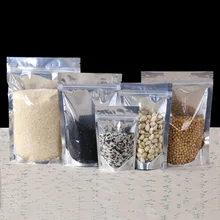 100Pcs Stand up Translucent Aluminium Foil zip Lock bag, Silvery Metallic Plastic Packaging Pouch for Food Candy Cookie Baking o ring zip up metallic skirt