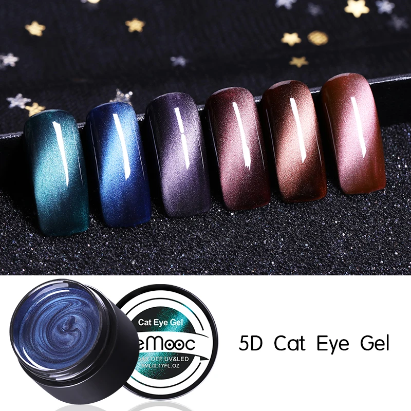 

LEMOOC 5D Cat Eye Gel Polish 5ml Glitter Sequins Magnetic Nail Gel Soak Off UV Gel Varnish Nail Art Design Lacquer Manicure