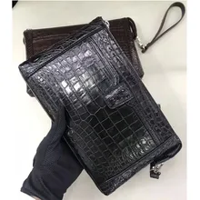 Подлинная крокодиловая кожа живота застежка-молния Бизнес браслет сумка держатель для карт натуральная кожа аллигатора большой клатч кошелек