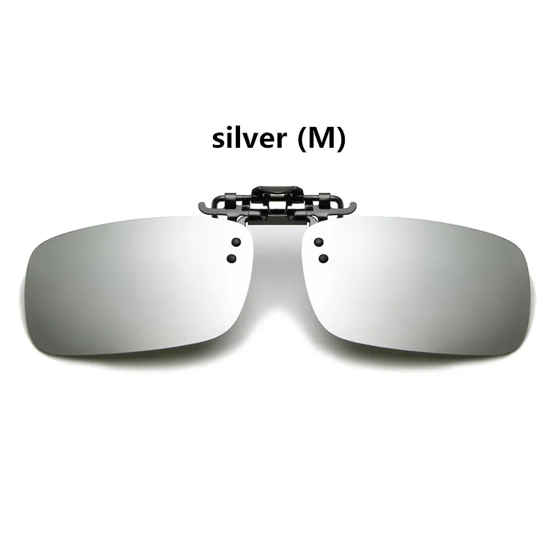 Супер светильник, поляризационные солнцезащитные очки, на зажиме, для дневного и ночного видения, для вождения, солнцезащитные очки, унисекс, аксессуары для очков, на зажиме, линзы - Цвет линз: silver M