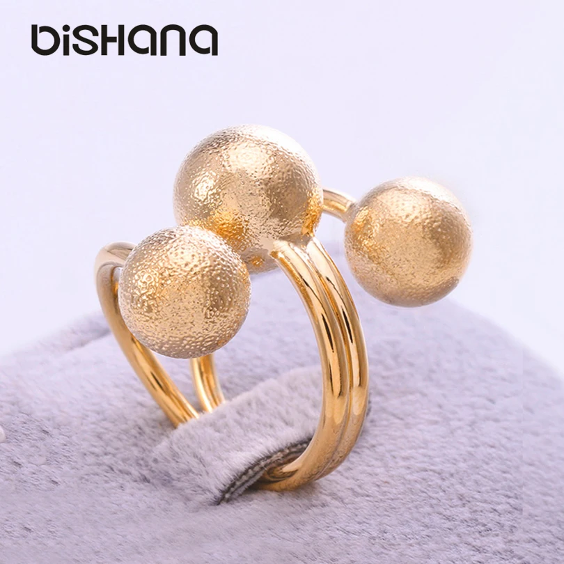 

FREE SHIPPING Free shipping crystal three ball Gold color fashion jewelry ring nickel free copper rhinestone Rings(AKA0085)
