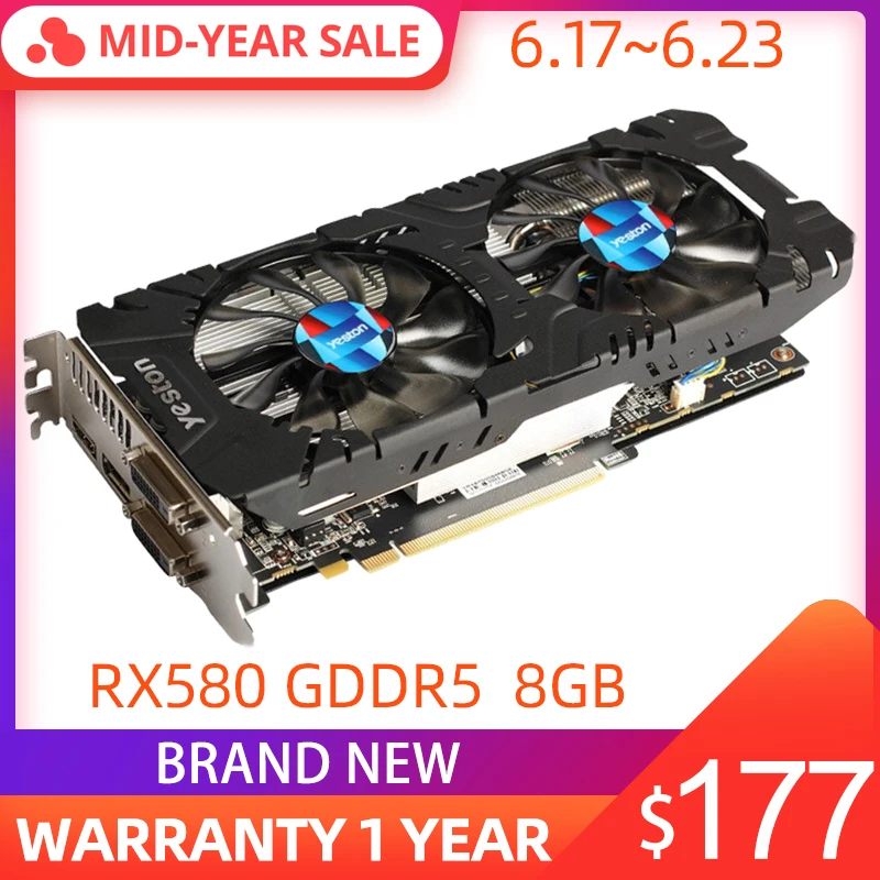 Игровая видеокарта Yeston Radeon RX 580 GPU память 8 Гб GDDR5 256bit PCI-E X16 3,0