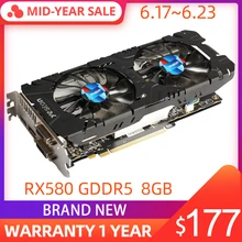 Yeston Radeon RX 580 GPU 8 GB GDDR5 256bit игровой настольный компьютер ПК видеокарты Поддержка сигнала от DVI/HDMI PCI-E X16 3,0