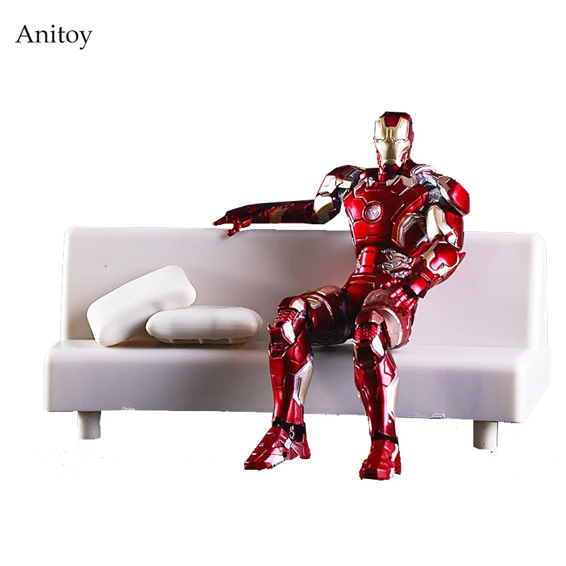 SHFiguarts Iron Man Mark 43 with Sofa PVC Action Figure Collectible Model Toy 15.5cm KT2614