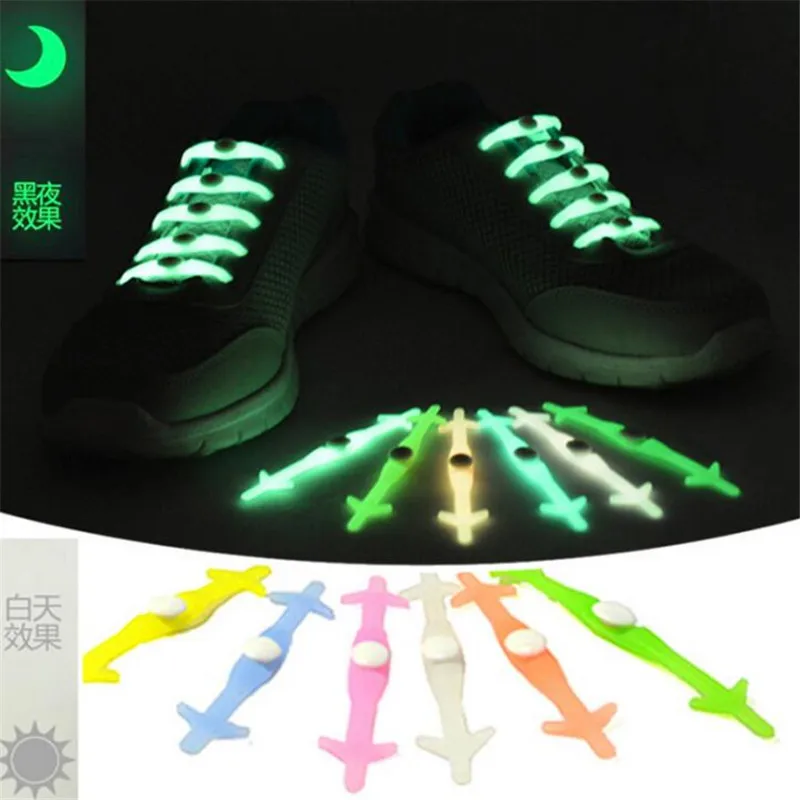 12 шт Световой ленивый без галстука эластичные силиконовые шнурки для обуви спортивное работает спортивная светятся в темноте шнурки для обуви, шнурки для кроссовки