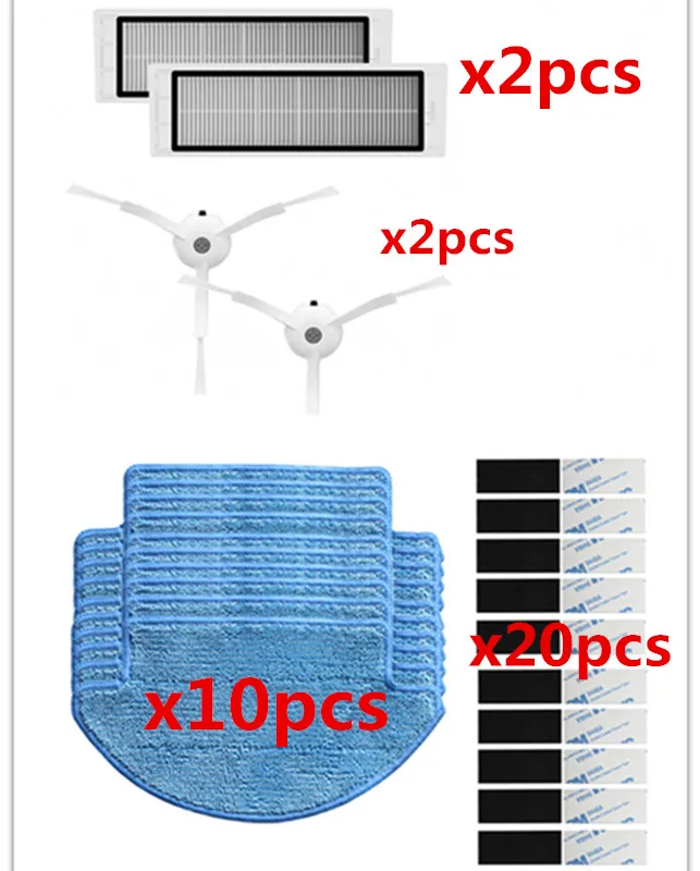 34 шт./лот подходит для Xiaomi Mi робот пылесос части включают боковая щетка HEPA фильтр швабры ткани магия паста