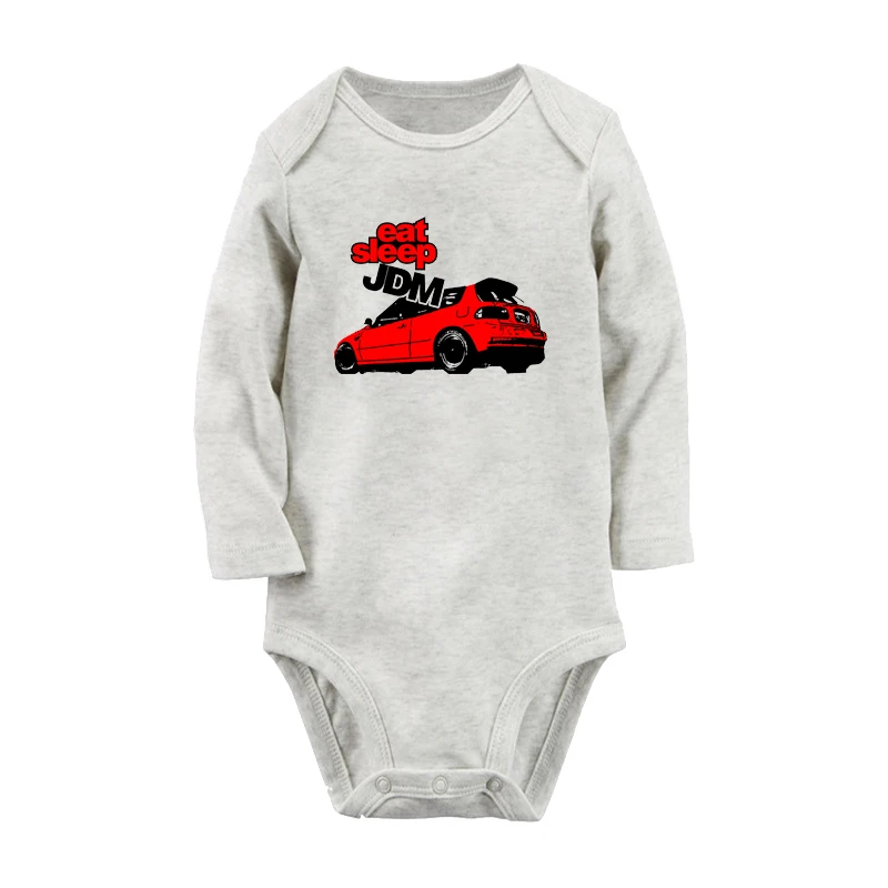 

Art Car Stickers EAT SLEEP JDM Red Car Design Newborn Baby Outfits Long Sleeve Jumpsuit Print 100% Cotton Infant Bodysuit