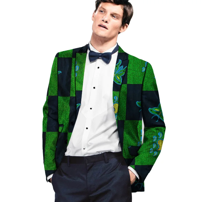 African clothes men's blazers Ankara pattern print slim fit jacket Dashiki Men Suit/Blazer smart casual men coat wedding wear