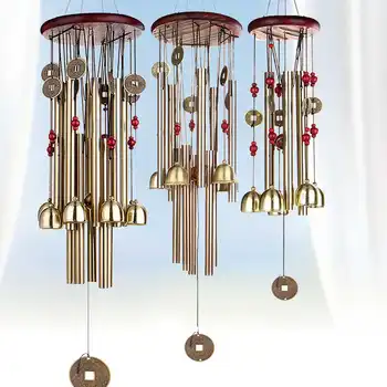 

Chinese Traditional Coins Feng Shui Wind Chime Bell Metal Pendant for Good Luck Fortune Home Hanging Decor Gift