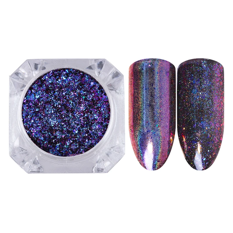 

Chameleon Holographic Laser Nail Glitter Powder Purple Sequins Flakies Nail Art Chrome DIY Tips Decoration For Manicure