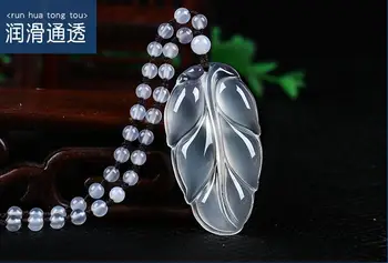 

Ice through jade pith jade leaf pendant female jade leaf pendant winter sweater chain free shipping