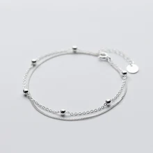 925 пробы серебряные Модные женские ювелирные изделия двухслойные бусины блестящий браслет для подарка девушки леди дропшиппинг