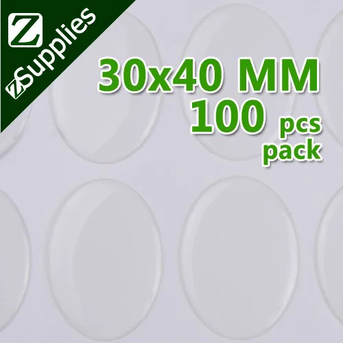 

100pcs per package 30*40mm Oval Transparent Epoxy Domes Resin Cabochon Sticker-C1905