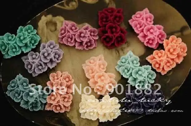 

Free shipping~! AAA quality resin cabochons 17x26 mm mix color resin flower for jewelry decoration!! 100pcs