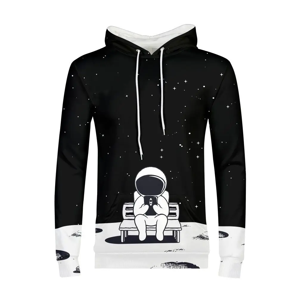 Harajuku Astronauts Play Cell Phone Galaxy Hoody 3d Sweatshirt Men Long Sleeve Clothes 2018 Teens Boys Streetwear Hoodies Male