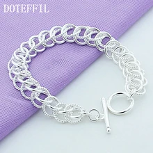T-O стиль, круглый крест, очаровательный браслет на цепочке, 925 серебряный цвет, браслеты, браслеты с подвесками для женщин, подарок на день Святого Валентина