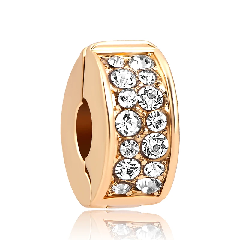 

free shipping 1pc gold crystal clip safety bead Charms Fits European pandora Charm Bracelets A003