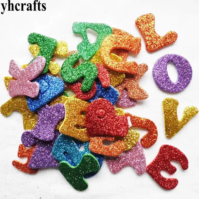 750PCS(10bags)/LOT Glitter foam alphabet letters stickers 10 design