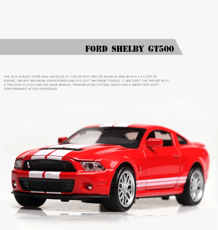 

Hot scale 1:32 wheel diecast sport muscle car ford shelby mustang GT500 metal model pull back toys collection with light sound