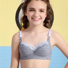 

Tsfit-Land Young Girls Dots Printing One-Piece Thin Lace Training Bras With Three Back Hooks B1208